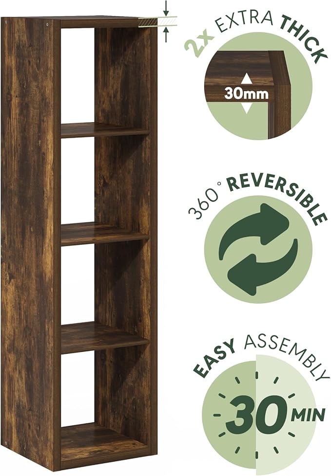 Furinno Cubicle Open Back Decorative Verticle Cube Storage Organizer, Amber Pine - Image 6
