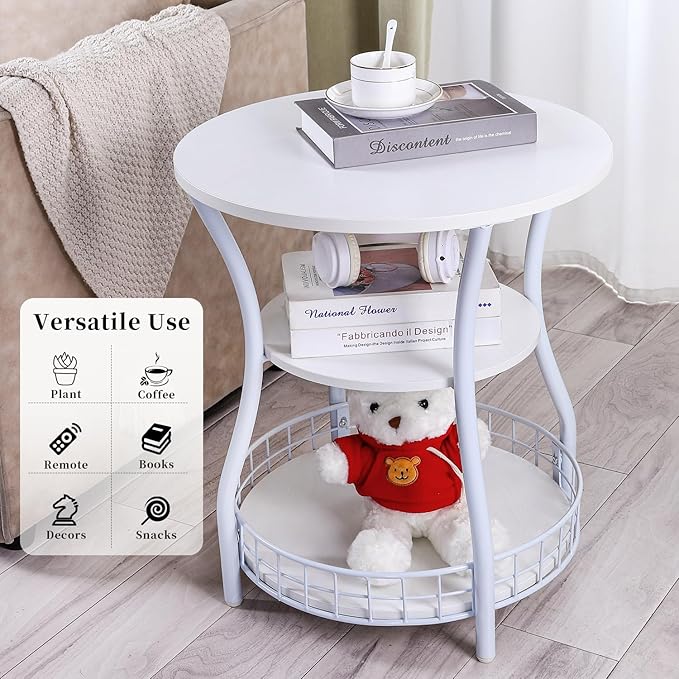 Round End Table, 3-Tier Side Table - Image 5