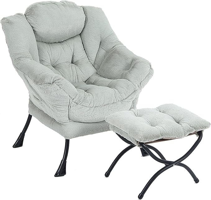 LITA Lazy Chair with Ottoman, Modern Accent Leisure Upholstered Sofa Chair by LITA
