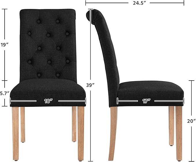 Yaheetech Dining Chairs Set of 2 Fabric Upholstered Dining Room Chairs - Image 3