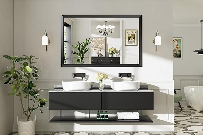 55x36 Inch Black Bathroom Mirror - Image 3