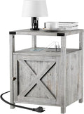 Farmhouse Nightstand with Charging Station by HOME