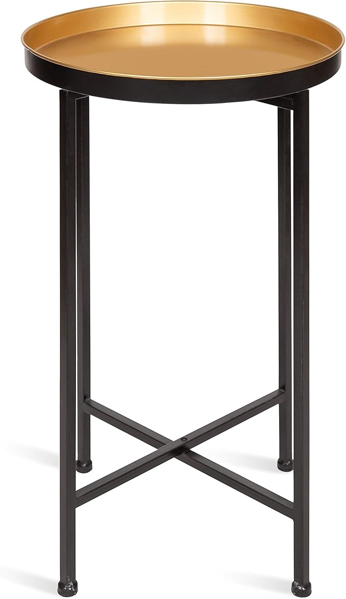 Kate and Laurel Celia Round Foldable Tray Accent Table, Modern Minimalist - Image 4