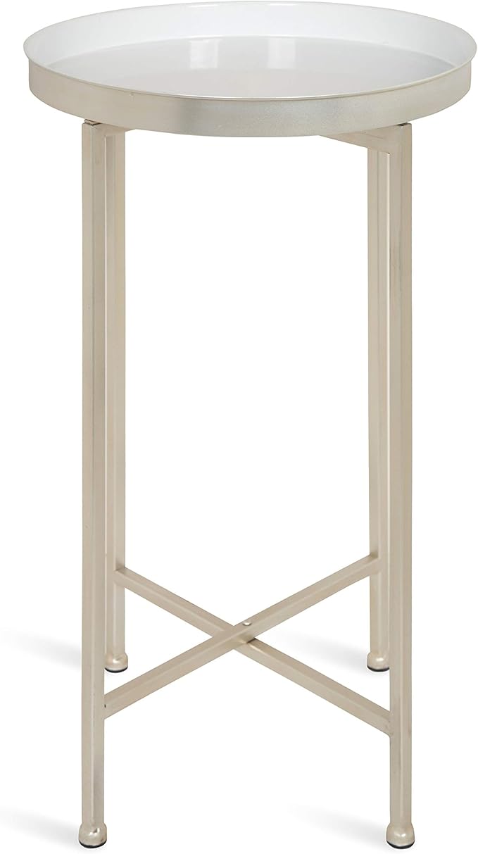 Kate and Laurel Celia Round Metal Foldable Tray Accent Table - Image 4