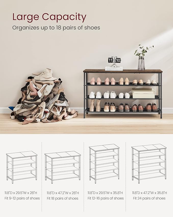 VASAGLE Shoe Rack, 4-Tier Shoe Storage Organizer - Image 6