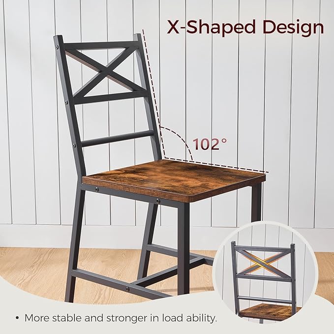 Dining Chair Set of 4, Rustic Wooden Kitchen Chairs - Image 4