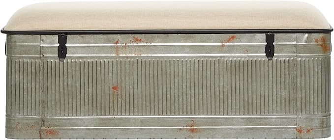 Deco 79 Metal Room Storage Bench Galvanized Entryway Bench - Image 19