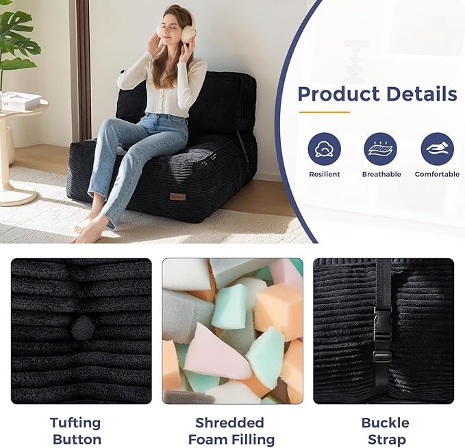 MAXYOYO Floor Sofa Bean Bag Sofa Couch, Comfy Floor Couch - Image 5