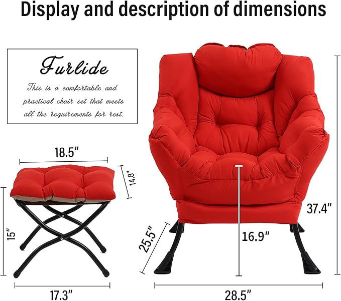 Modern Lazy Chair with Folding Footrest, Lounge Accent & Comfortable Reading - Image 2
