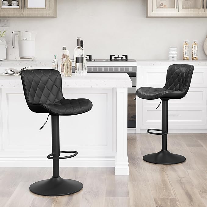 YOUNUOKE Bar Stools Set of 2 Faux Leather Barstools - Image 9