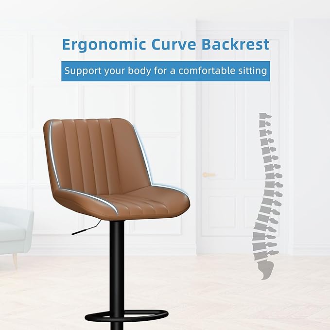 Shintenchi Bar Stools Set of 4 Modern Swivel Bar Chairs, Counter Height Faux - Image 5