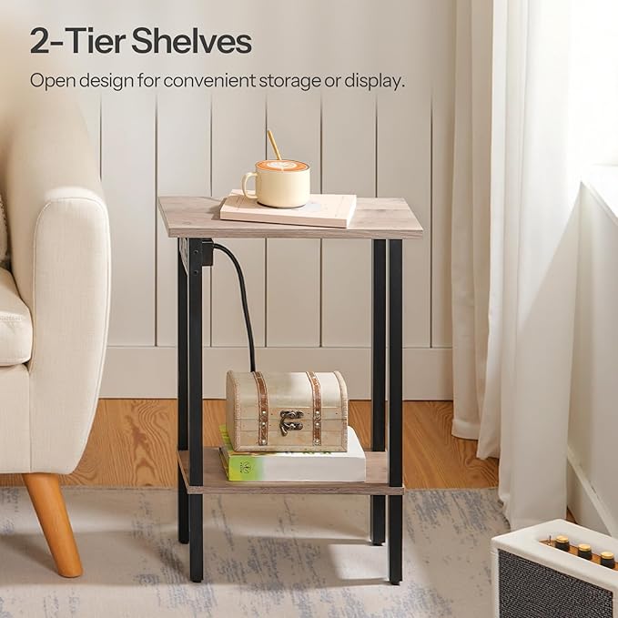 HOOBRO Small End Table with Charging Station, Narrow Side Table with USB Port - Image 5