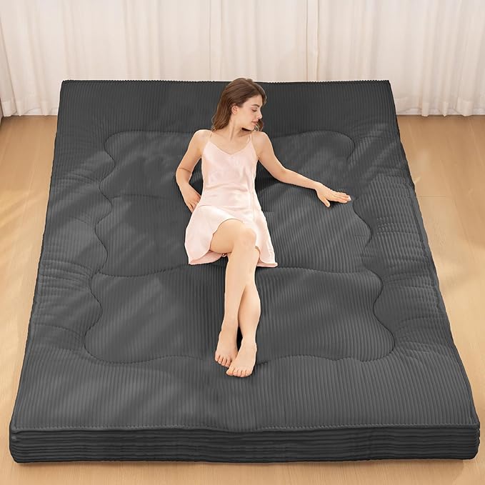 Japanese Floor Mattress, Corduroy Foldable Floor Pad, Roll Up Tatami Mat by NLDDTrailblazersTreasures