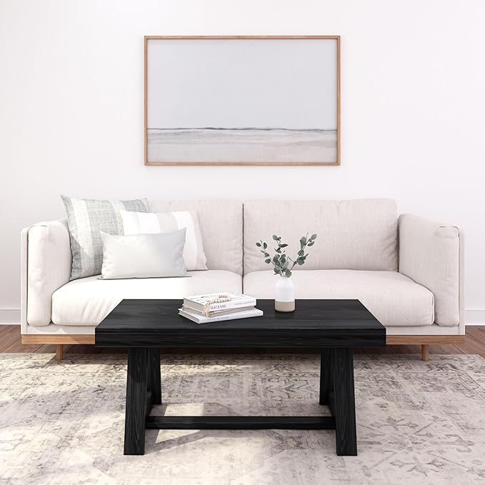 Plank+Beam Classic Rectangular Coffee Table, 40 Inch Farmhouse Coffee Table - Image 2