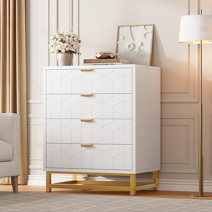 White Dresser, 4 Drawer Dresser by GAOMON