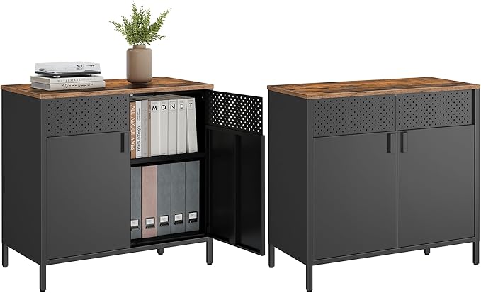SONGMICS Set of 2 Storage Cabinets, Metal Cabinet, Sideboard by SONGMICSbySONGMICSHOME