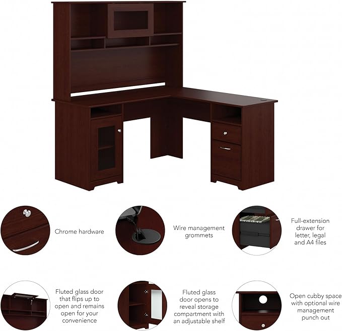 Bush Furniture Cabot L Shaped Computer Hutch, Corner Desk - Image 8
