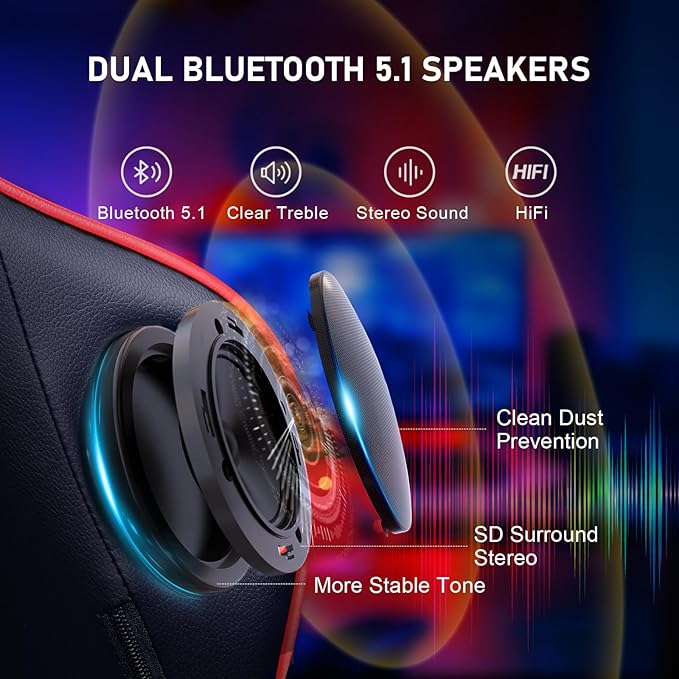 GTRACING Gaming Chair with Footrest Speakers Video Game Chair Bluetooth Music - Image 3