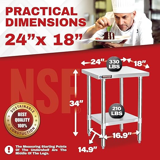 DuraSteel 24x18 Small Stainless Steel Table - Image 2