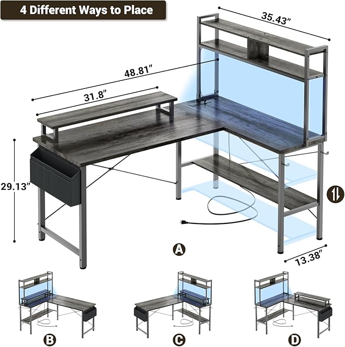 Aheaplus L Shaped Gaming Desk - Image 2