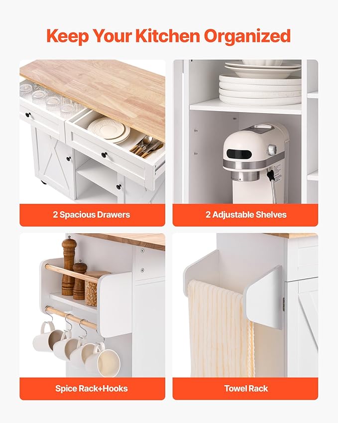 VEVOR Kitchen Island Cart, - Image 3