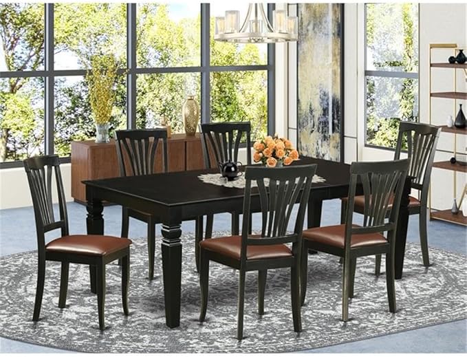 East West Furniture LGAV7-BLK-LC 7 Piece Kitchen Table & Chairs Set Consist of - Image 2