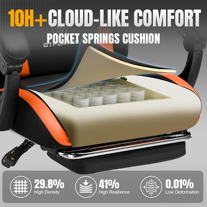 GTRACING Gaming Chair with Foot Rest & Pocket Spring Cushion, Ergonomic High - Image 4