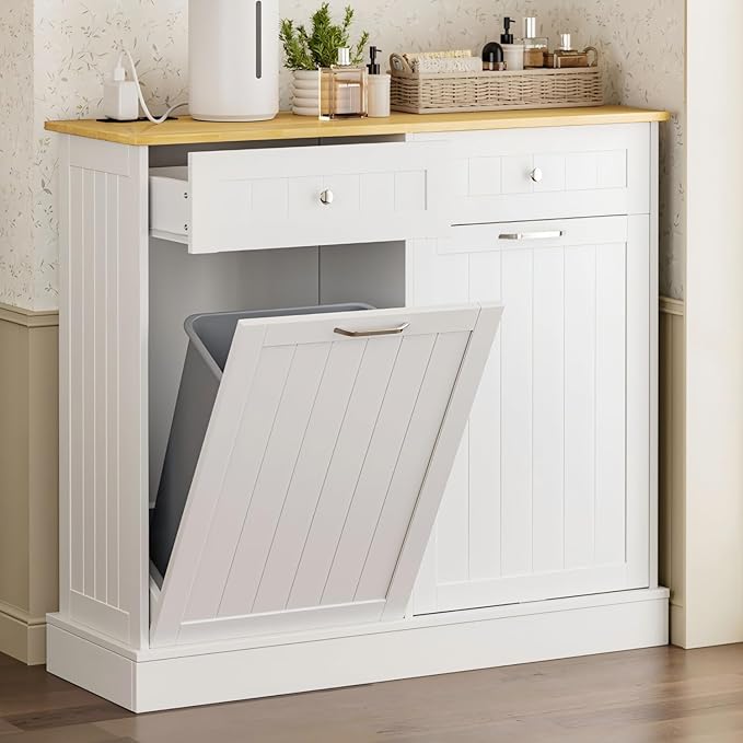 GAZHOME 20 Gallon Double Tilt Out Wooden Trash Cabinet by GAZHOME