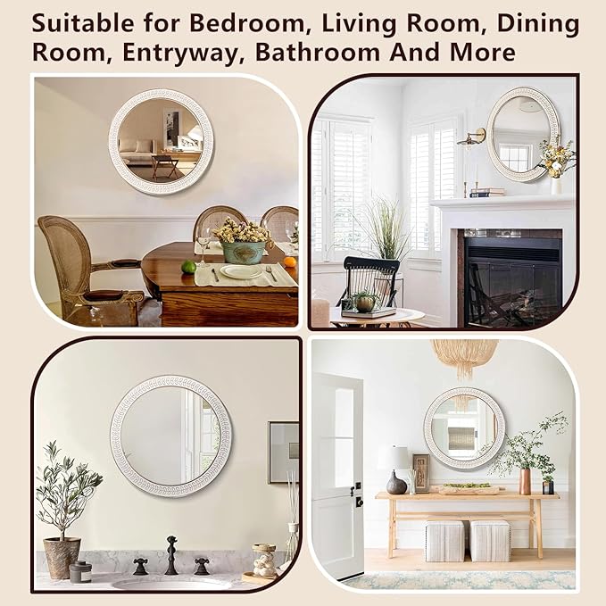 26 inch Round Mirrors for Wall Wood Circle Mirror - Image 7