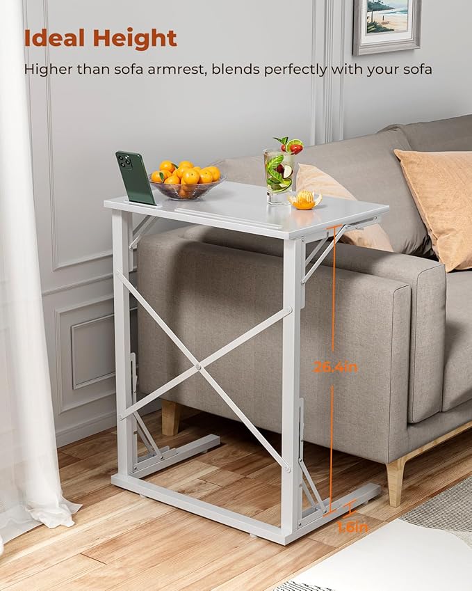 21''Wx28''H Folding TV Tray for Eating, Small Foldable C-Shaped Tray Table - Image 8