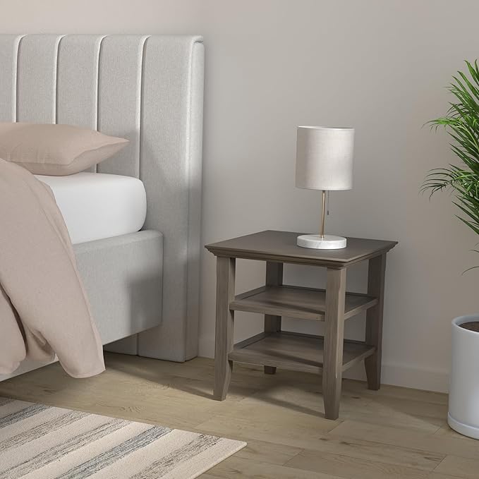 SIMPLIHOME Acadian SOLID WOOD 19 inch Wide Square Transitional End Table in - Image 2