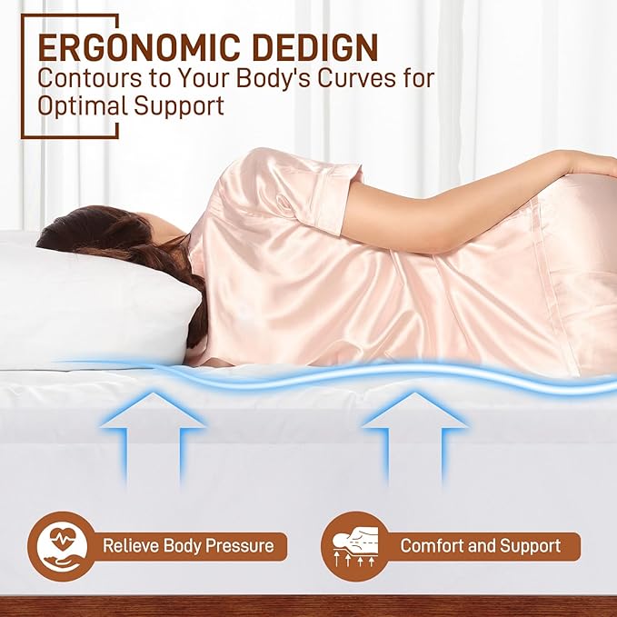 4 Inch Pillow Top Memory Foam Mattress Topper Queen, Dual Layer 2 Inch Gel - Image 4