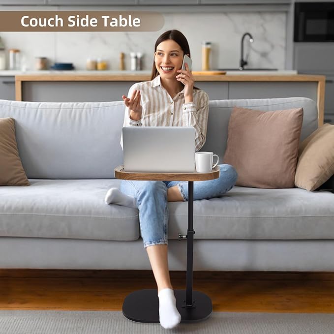 Aoligrace Nightstands Set of 2 Adjustable Height, 360°Swivel C Shaped End Table - Image 4