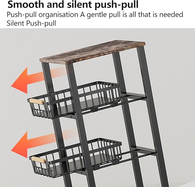 Kitchen Storage Cart Slim Rolling Cart On Wheels, 5-Tier Skinny Kitchen Island - Image 3