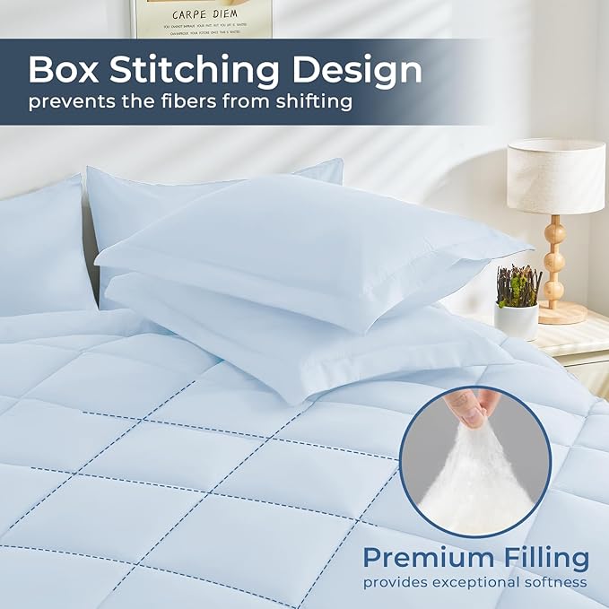 HEVUMYI Light Blue Full Comforter Set - Image 4