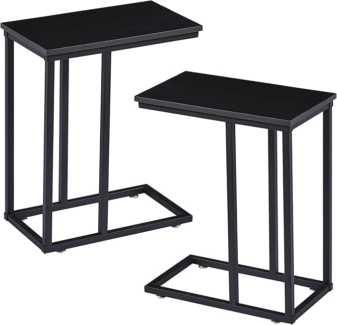 VECELO C Shaped End Side Table for Sofa Couch and Bed Snack TV Tray for Living by VECELO