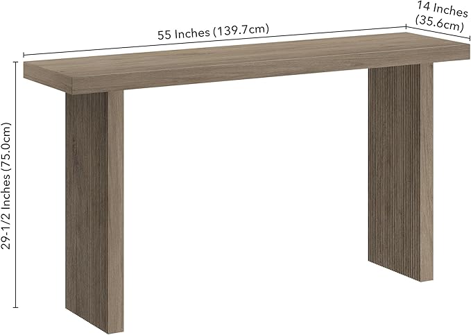 Henn&Hart 55'' Wooden Rectangular Fluted Console Table Entryway Table, Sofa - Image 2