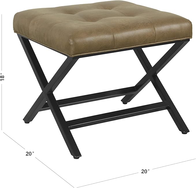 HomePop Home Decor | Modern Tufted Faux Leather Square Ottoman - Image 2