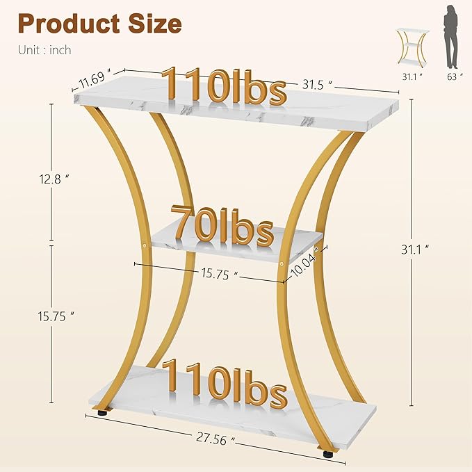 Hoctieon 3 Tier Console Table - Image 2