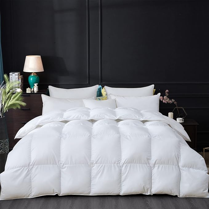 Luxurious All-Season Goose Down Feather Fiber Comforter Queen Size Duvet Insert by EgyptianBedding