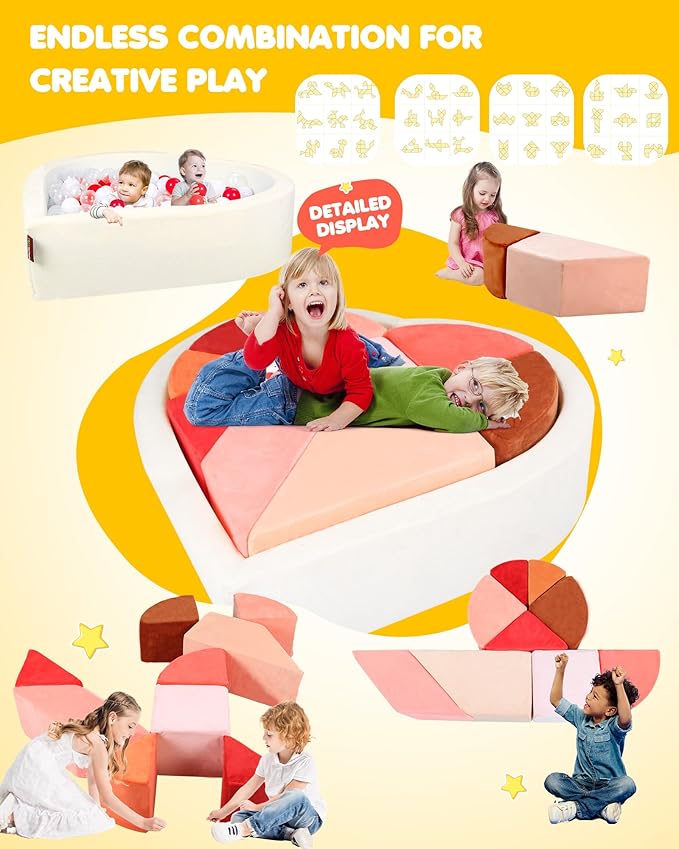 Kids Play Couch, 2-in-1 Heart-Shape Kids Plays Sofa - Image 6
