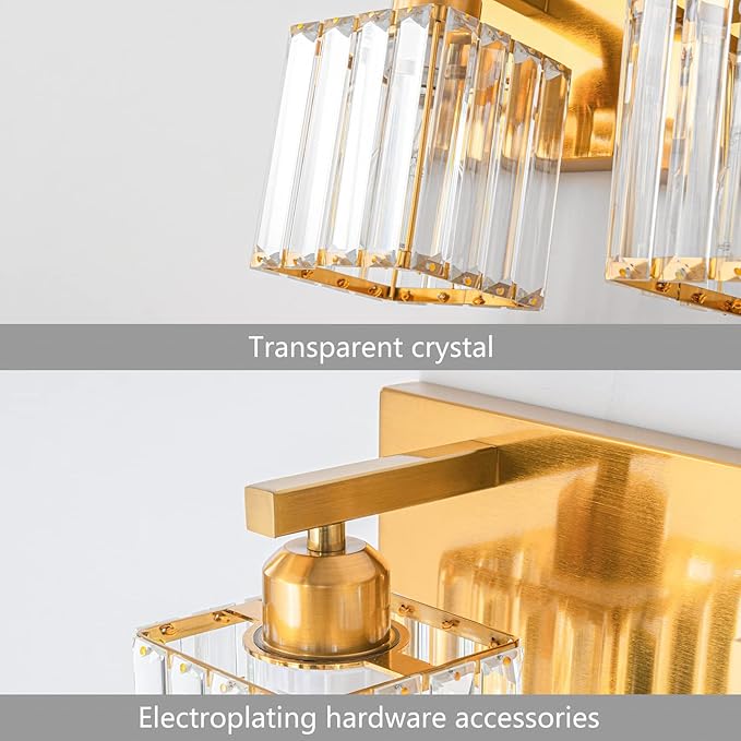 Modern 5-Light Gold Brushed Brass Finish Crystal Wall Light - Image 4