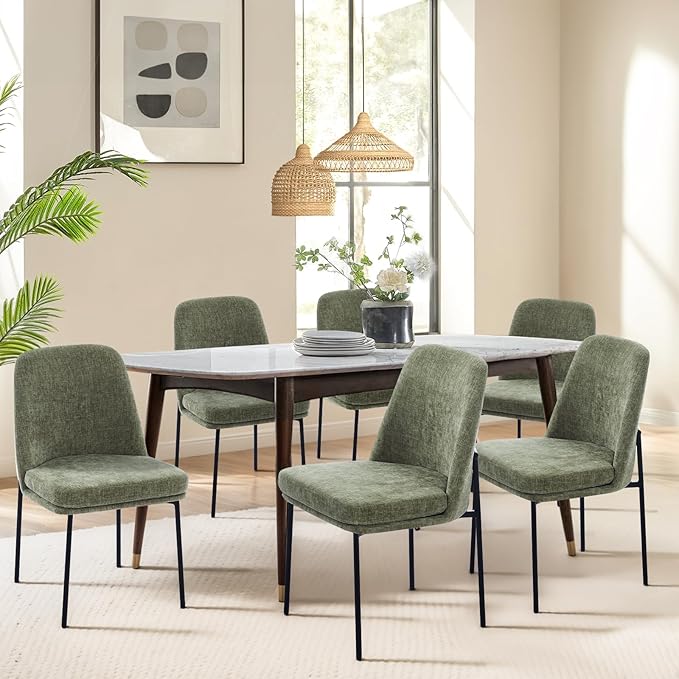 COLAMY Modern Dining Chairs Set of 6, Fabric Upholstered Dining Room Chairs by COLAMYINC