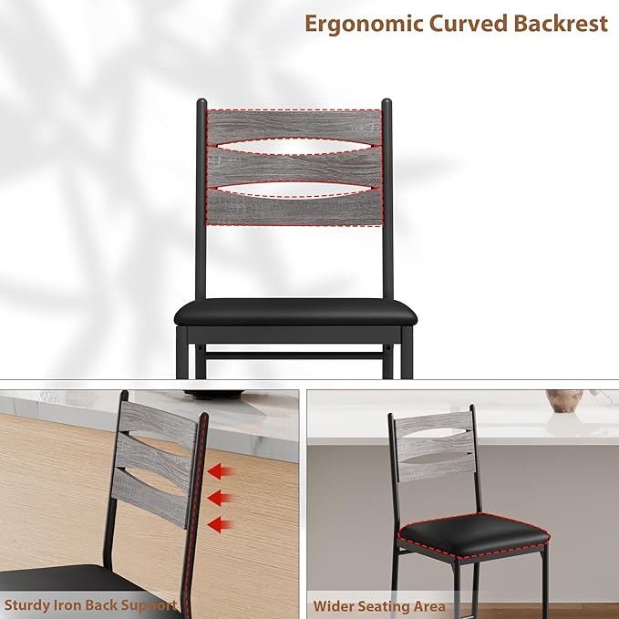GarveeHome Bar Stools Set of 2, Wooden Barstools, Faux Leather Upholstered Bar - Image 5
