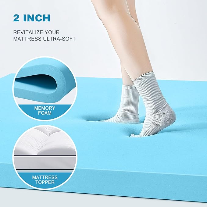 MASVIS California King Size Dual Layer 4 Inch Memory Foam Mattress Topper - Image 4