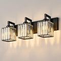 Modern Bathroom Vanity Light 3-Lights Black Crystal Wall Lamp Bathroom Modern by FDPBY