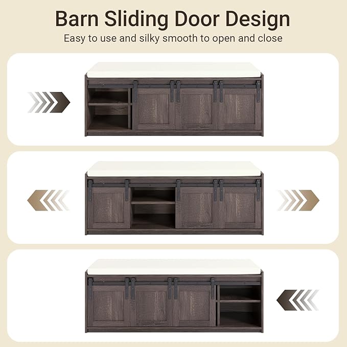 Haotian Industrial Style Shoe Storage Bench, Entryway Hallway Shoe Cabinet - Image 7