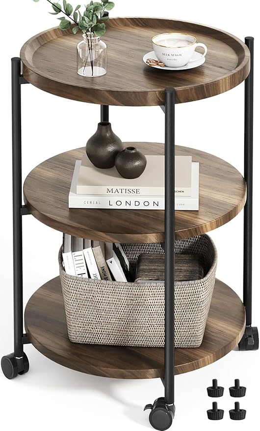 Side Table, 3-Tier Modern End Table by Seeday