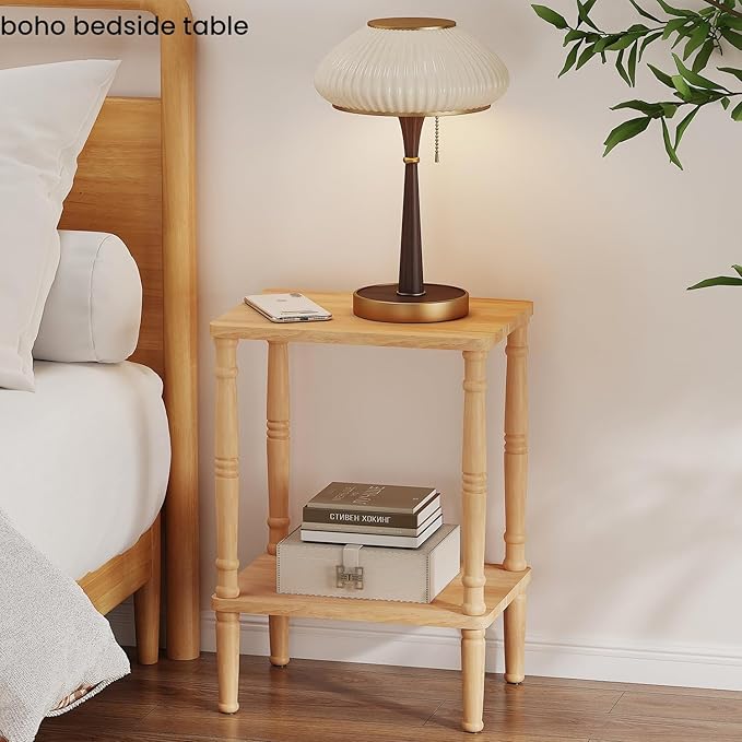 LUCKNOCK Solid Wood Side Table, Small Vintage End Table, Narrow Couch Side Table - Image 3