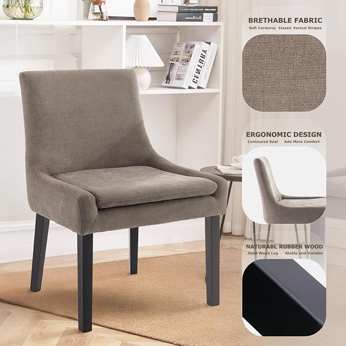 COLAMY Modern Dining Chairs Set of 6, Upholstered Corduroy Accent Side Leisure - Image 6